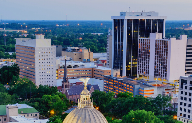 Jackson, Mississippi skyline over top of the Capitol Building